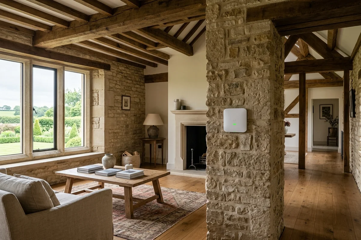 Starlink mesh Wi-Fi setup for thick stone walls Wetherby