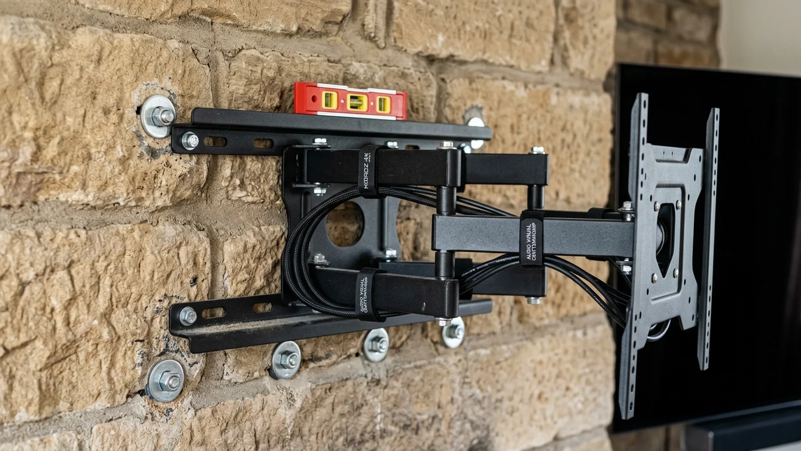 Heavy-Duty Articulated TV Wall Bracket Anchor Installation in Whalley