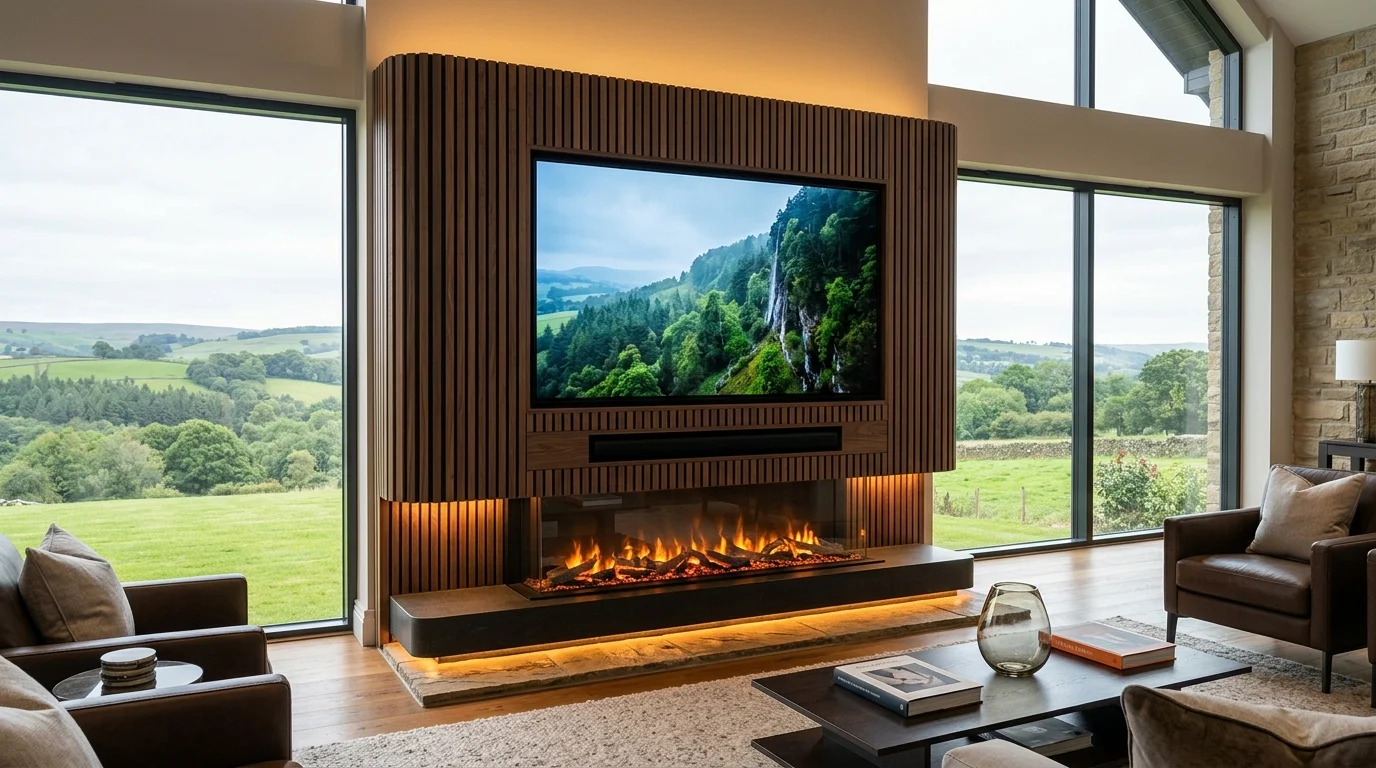 Luxury Acoustic Media Wall TV Installation in Hindley, Aspull & Platt Bridge with Recessed OLED Display
