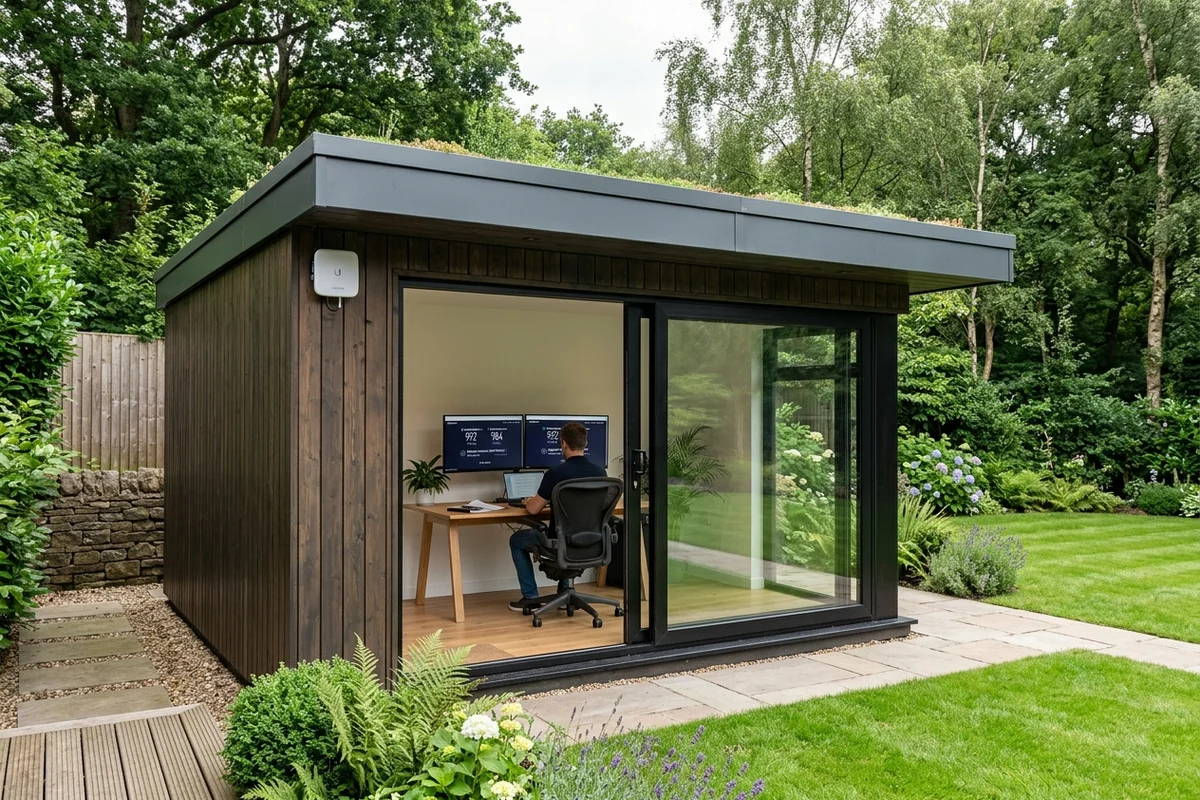 Starlink into office in garden Worsley wireless bridge link in Boothstown
