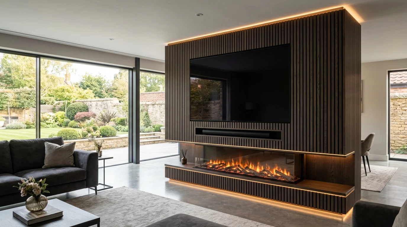 Luxury Acoustic Media Wall TV Installation in Poppleton & Knapton with Recessed OLED Display